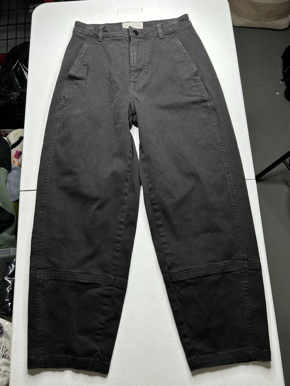 Everlane Washed Out Black Barrel Denim Jeans High Rise Organic Cotton Blend Sz 4